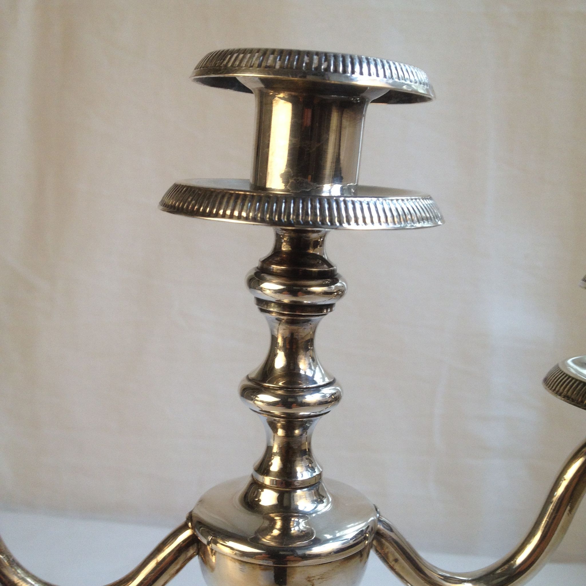 Candlestick with 3 burners in silver metal, Louis XVI style