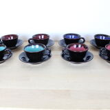 8-cup Keraluc Quimper set, with saucers, ceramic