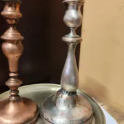 Duo of ancient torches with wabi-sabi patina