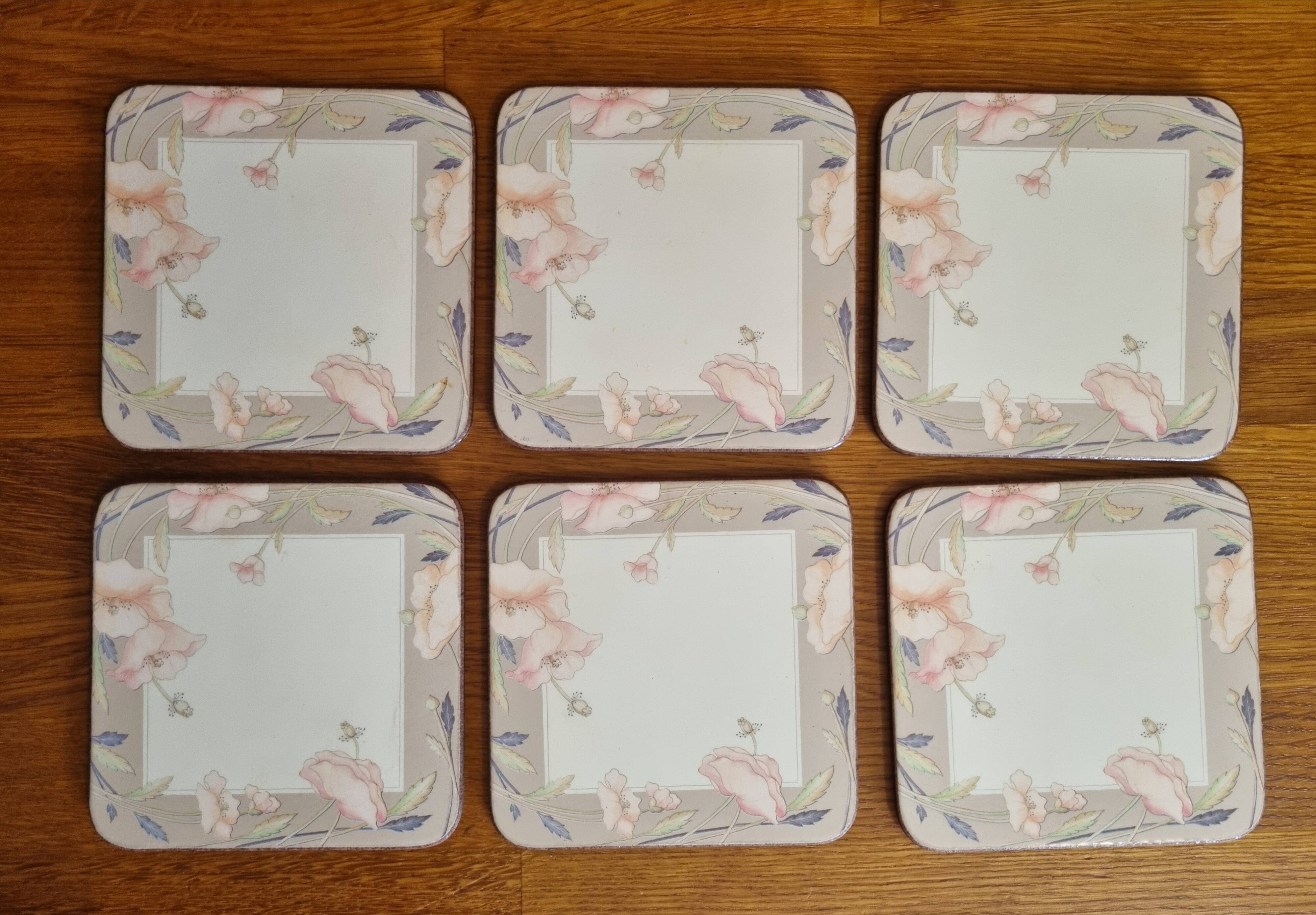 6 vintage pimpernel new taupe coasters
