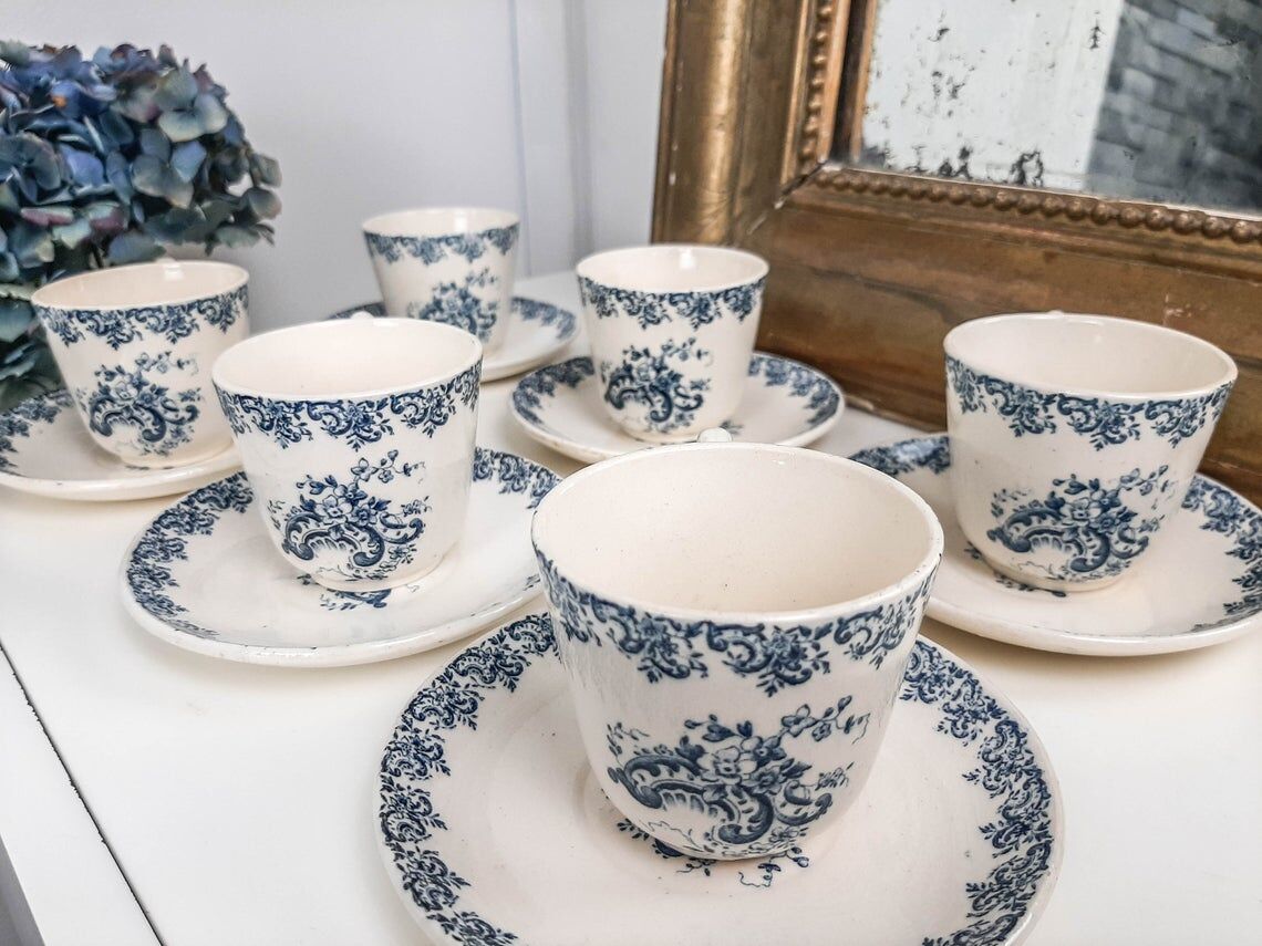 Gien earthenware coffee service, Terre de fer