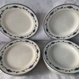 Lot of 8 flat plates and 8 hollow plates in ancient blue salins earthenware