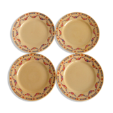 4 old flowered iron earth dessert plates