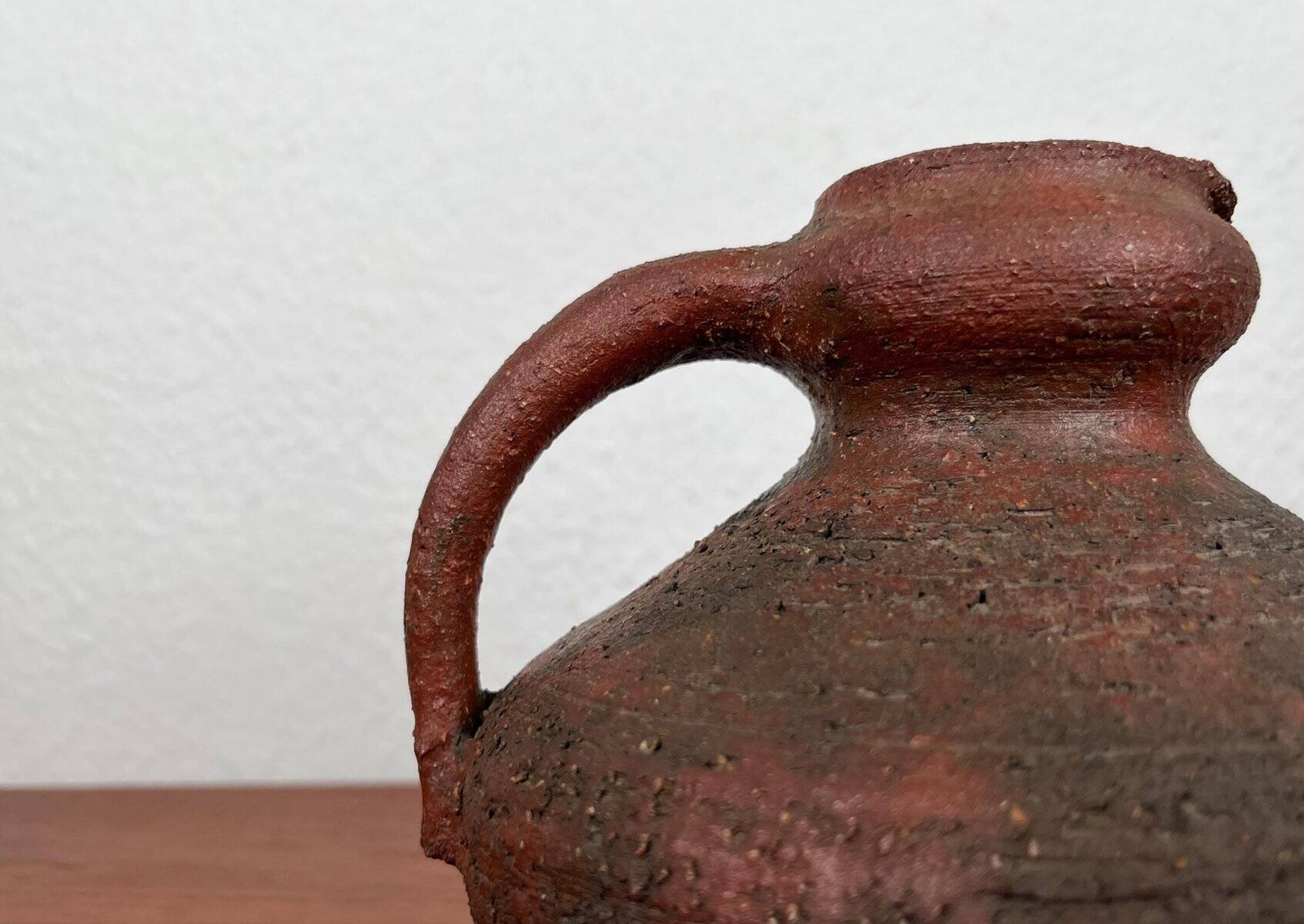 Carafe vase by German studio pottery, brutalist vintage by Gerhard Liebenthron, 1974.