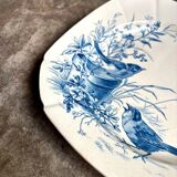 Hollow plate Gien in blue ironstone, "Birds" service circa 1870 no. 6