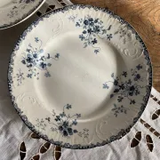 Round ironstone dishes E. Bourgeois Large deposit decorated with violets