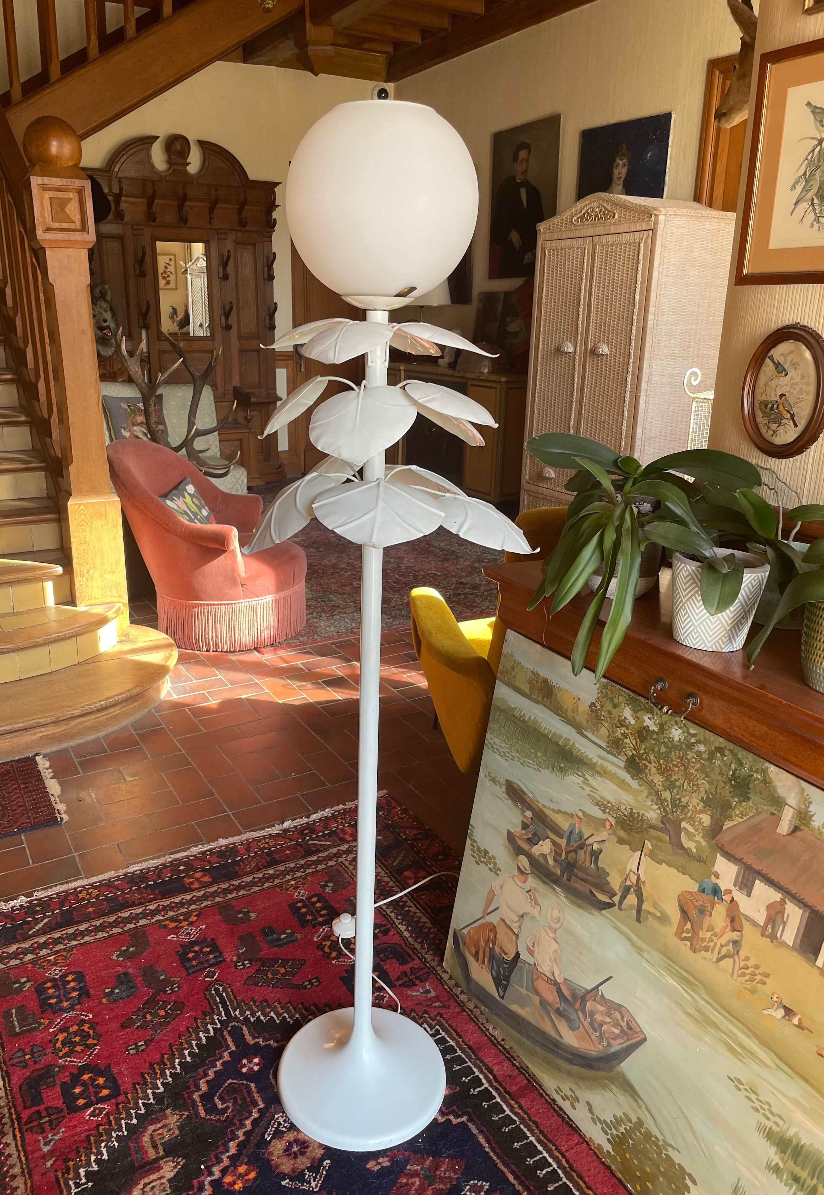 Vintage metal leaf floor lamp