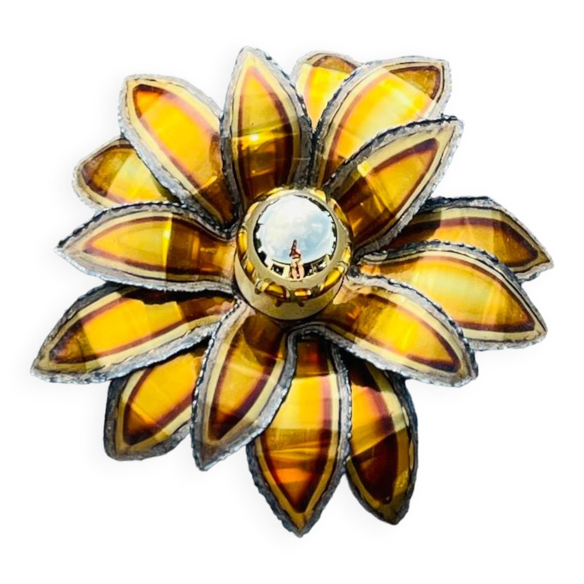 Vintage wall lamp  1970 brass flower