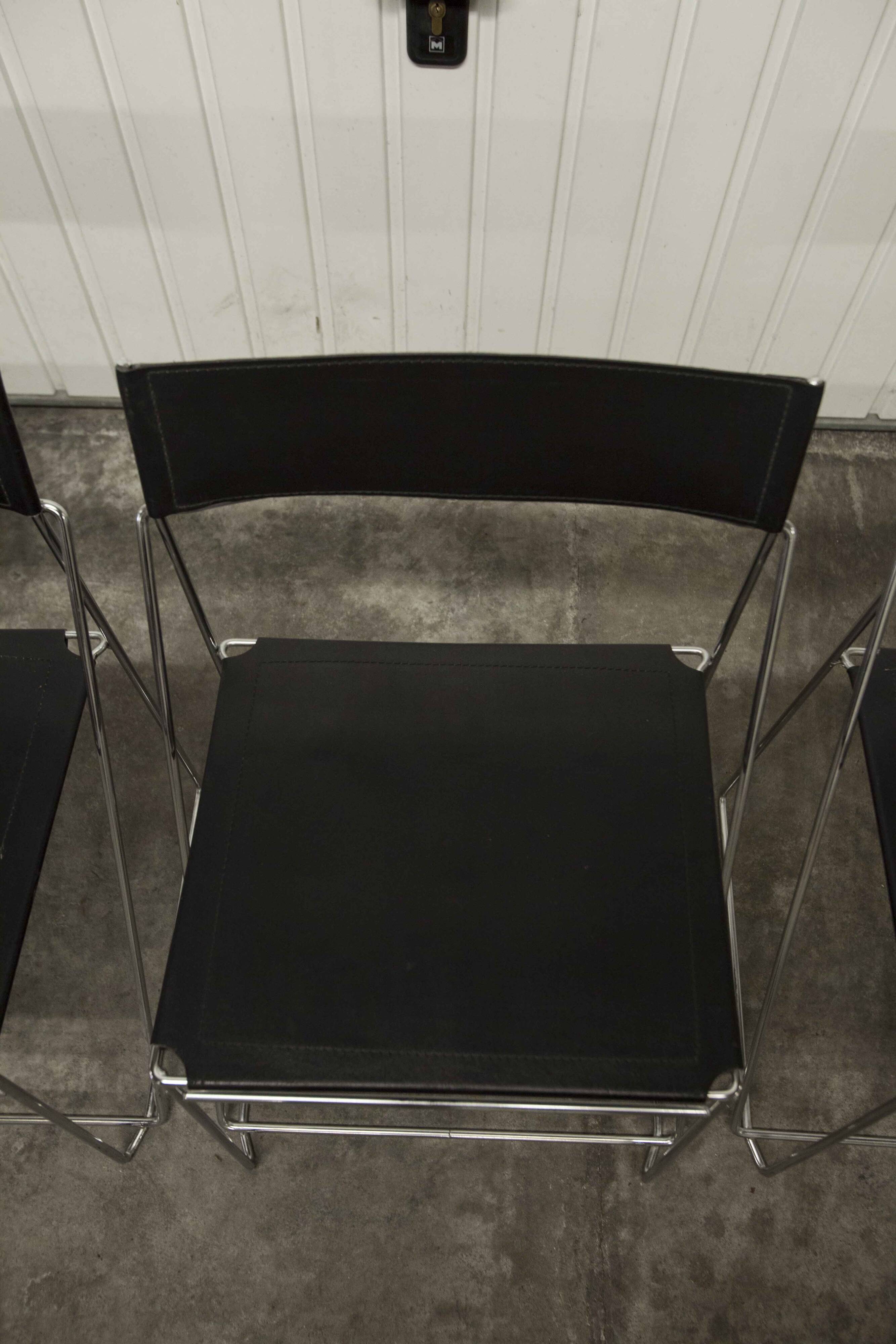 Set of 3 minimalist X line chairs by Niels Jorgen Haugesen for Hybodan