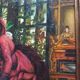 Huile sur panneau. Portrait de femmes. 20ième siècle.
