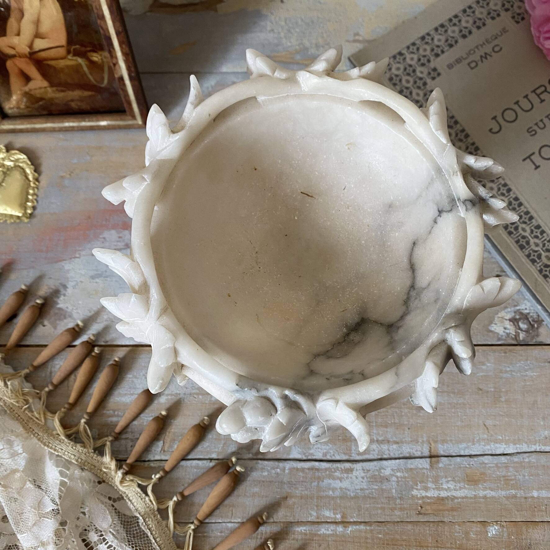 Coupe ancienne sur pied en albâtre , marbre  XIXe siècle
