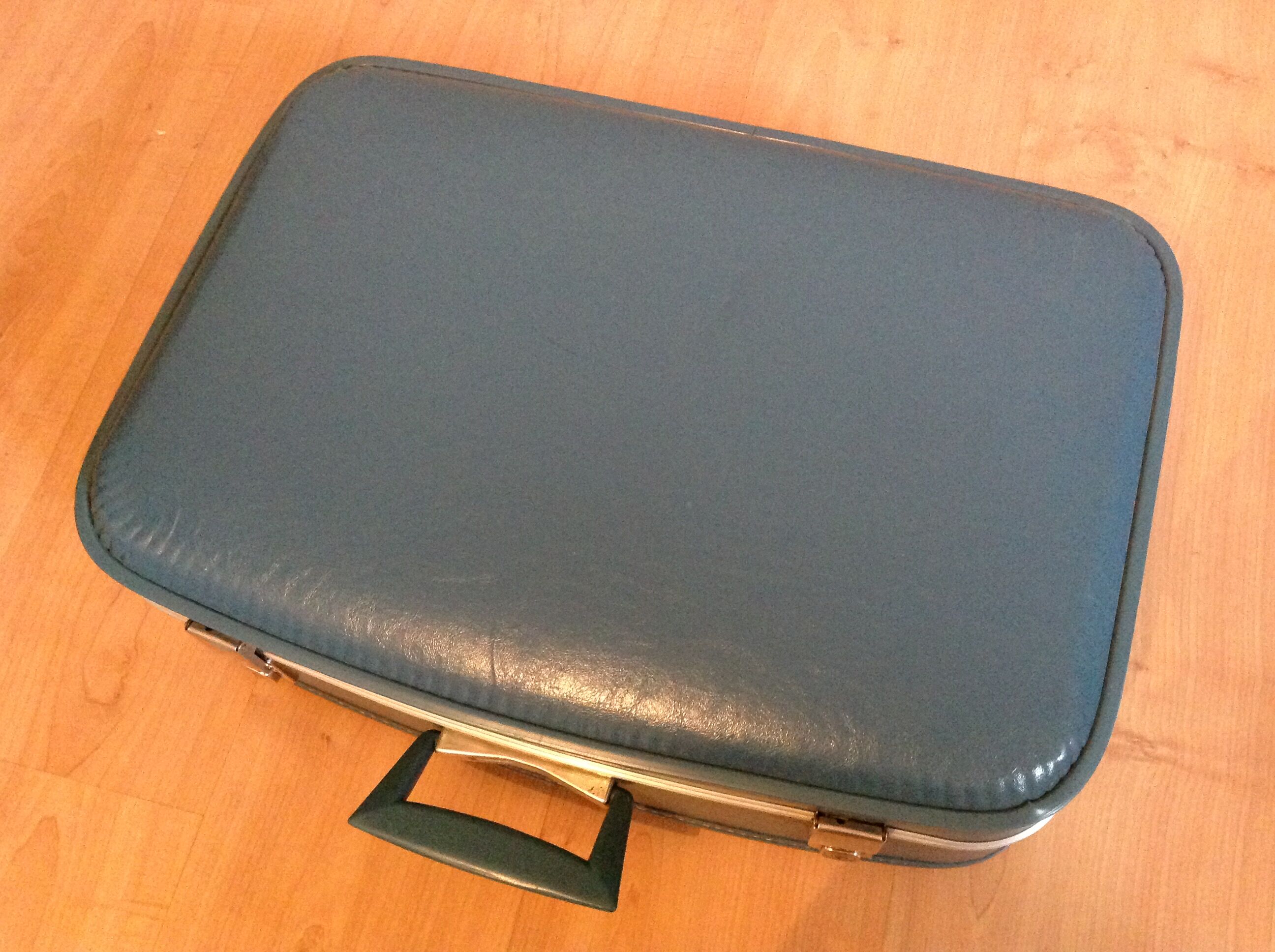 Blue vintage flight attendant suitcase, 60s - 70s