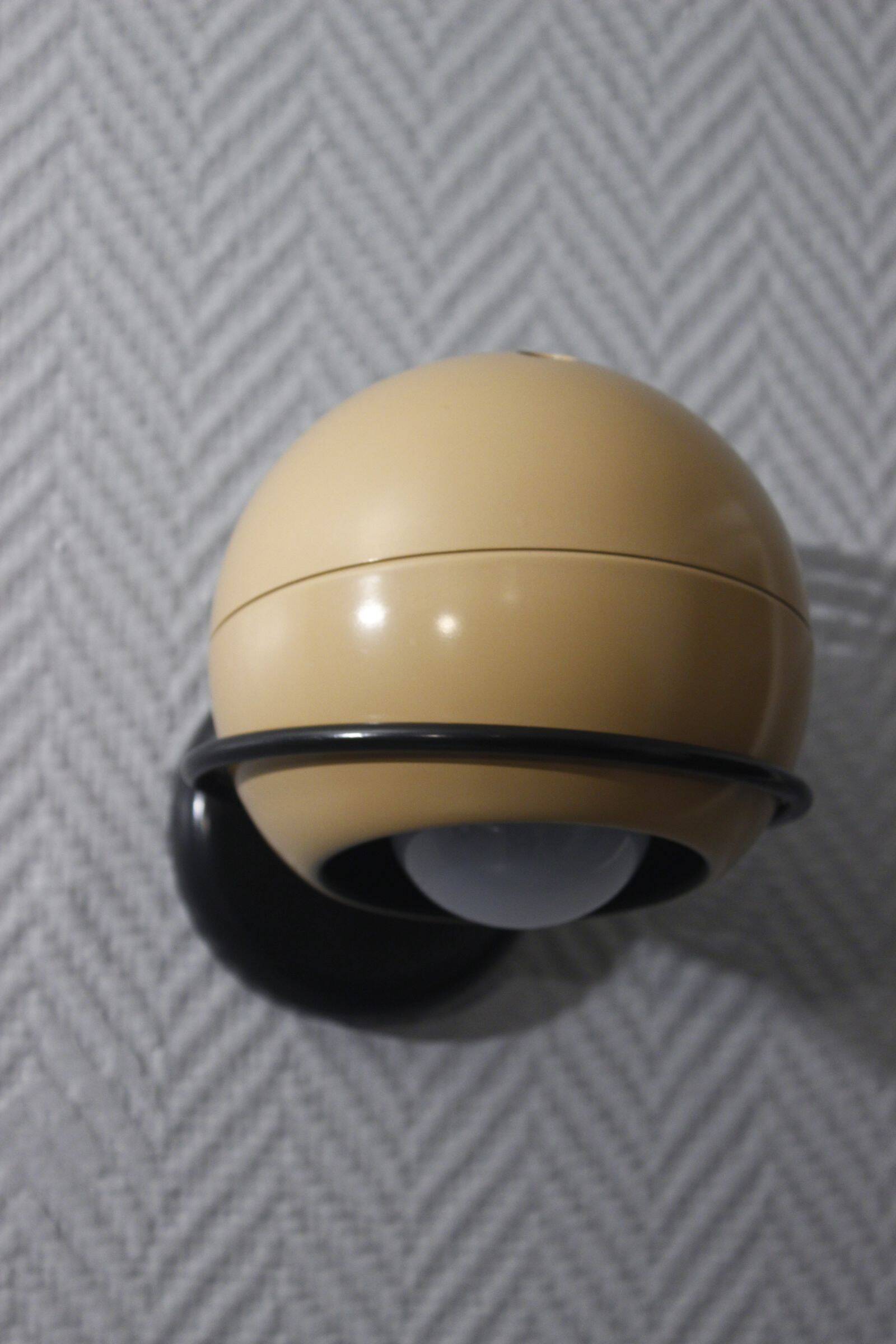 Vintage wall lamp design Eyeball metal beige & black 1970s