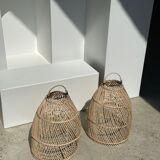 Rattan pendant lamp in the shape of bell D25 H28