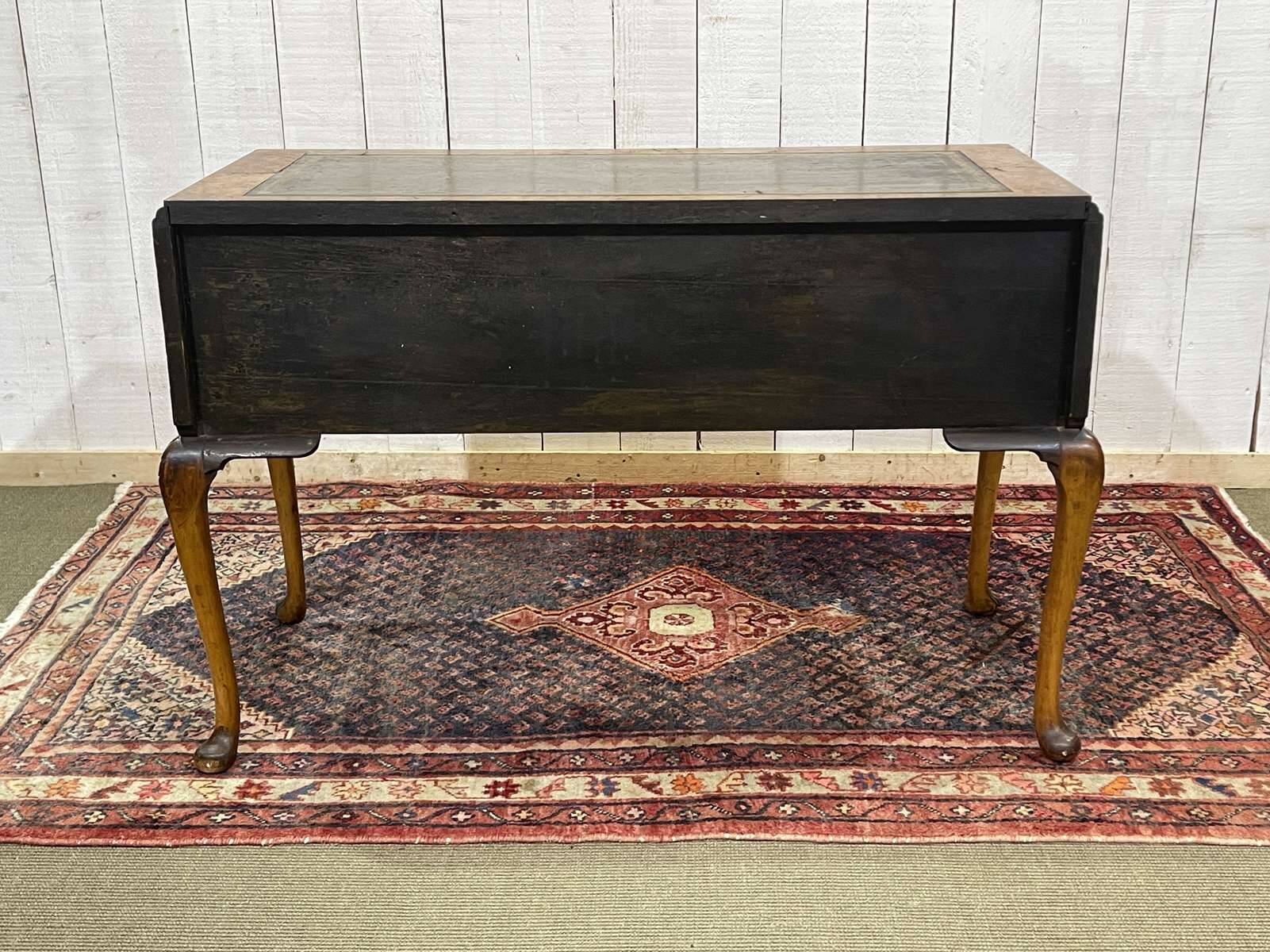 1930s Chippendale English desk in burr walnut