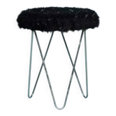 Hairpin stool in 1970s space style, fluffy stool
