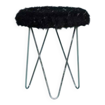 Tabouret pinces à cheveux du style spatial des années soixante-dix, tabouret duveteux