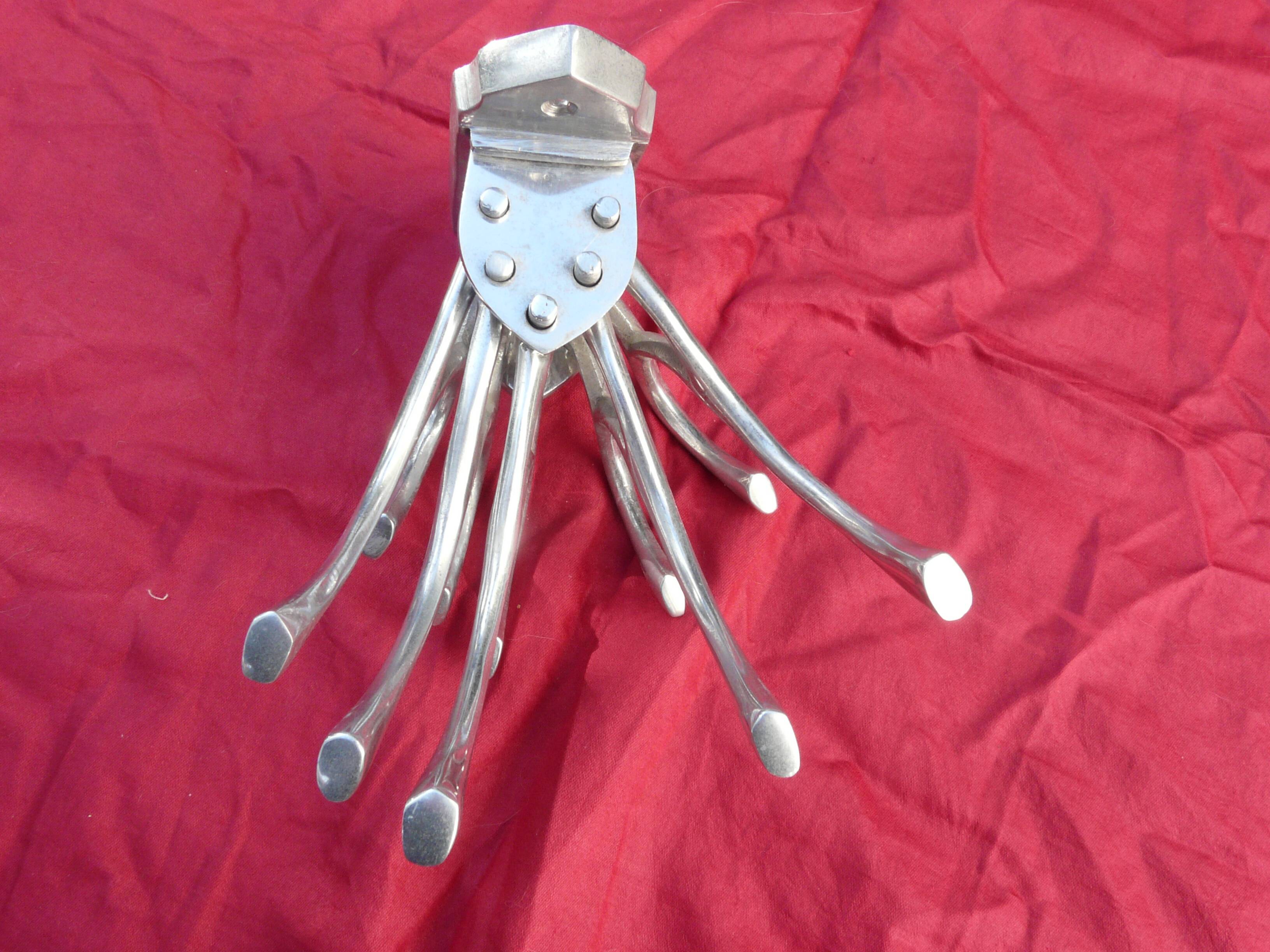 Aluminum wall coat rack with 5 double adjustable hooks