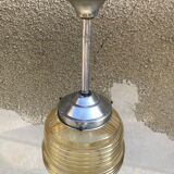 Hanging art deco glass yellow + alu vintage support