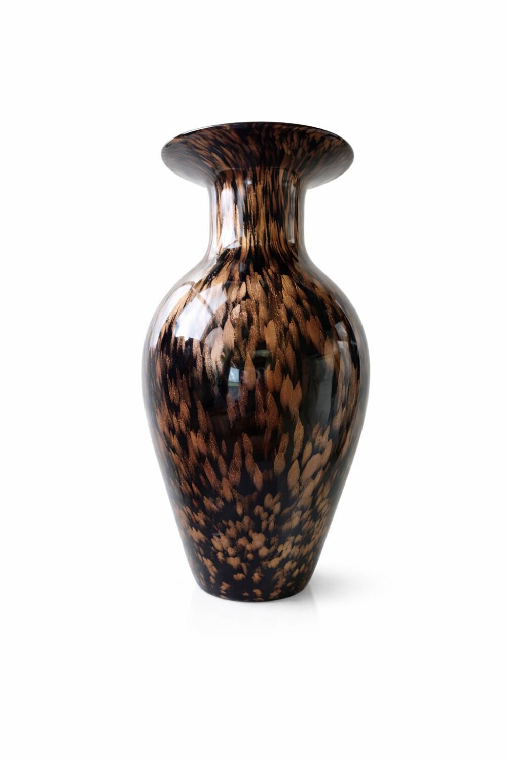 Italian vase in blown black glass & copper aventurine – 1960s