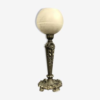 Art Deco period lamp in silver and opaline bronze around 1850