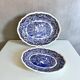 2 plats de service Mason’s Vista Blue – Faïence anglaise bleue et blanche