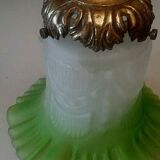 Wall light lamp tulip pressed glass molded 1900 Art Nouveau gradient green