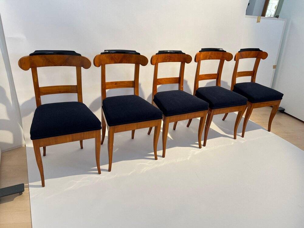 Biedermeier Chairs in Cherry Wood, Germany, 1830s, Set of 5