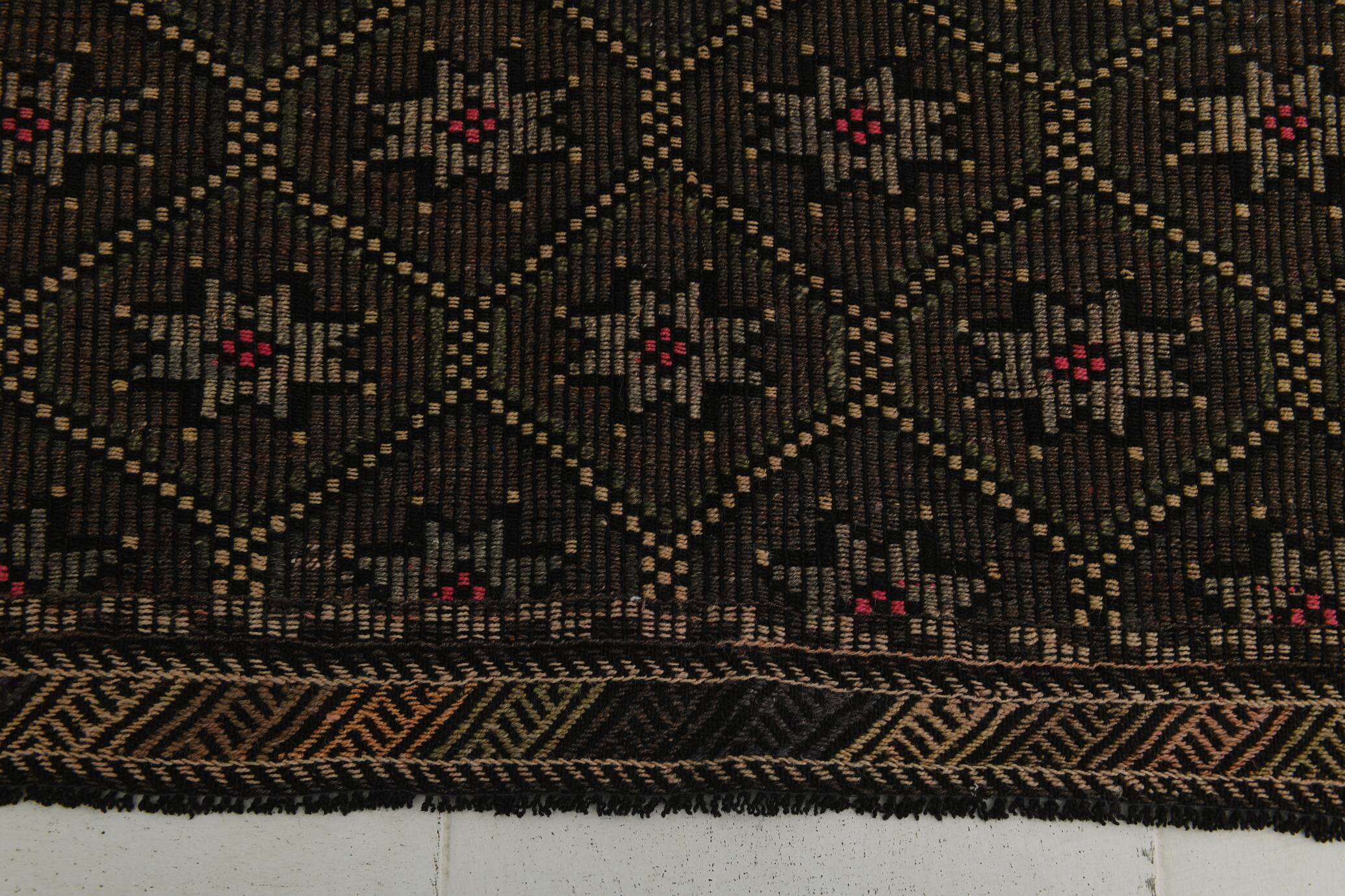 6x10 Brown Yellow Vintage Kilim Rug, 183x297Cm