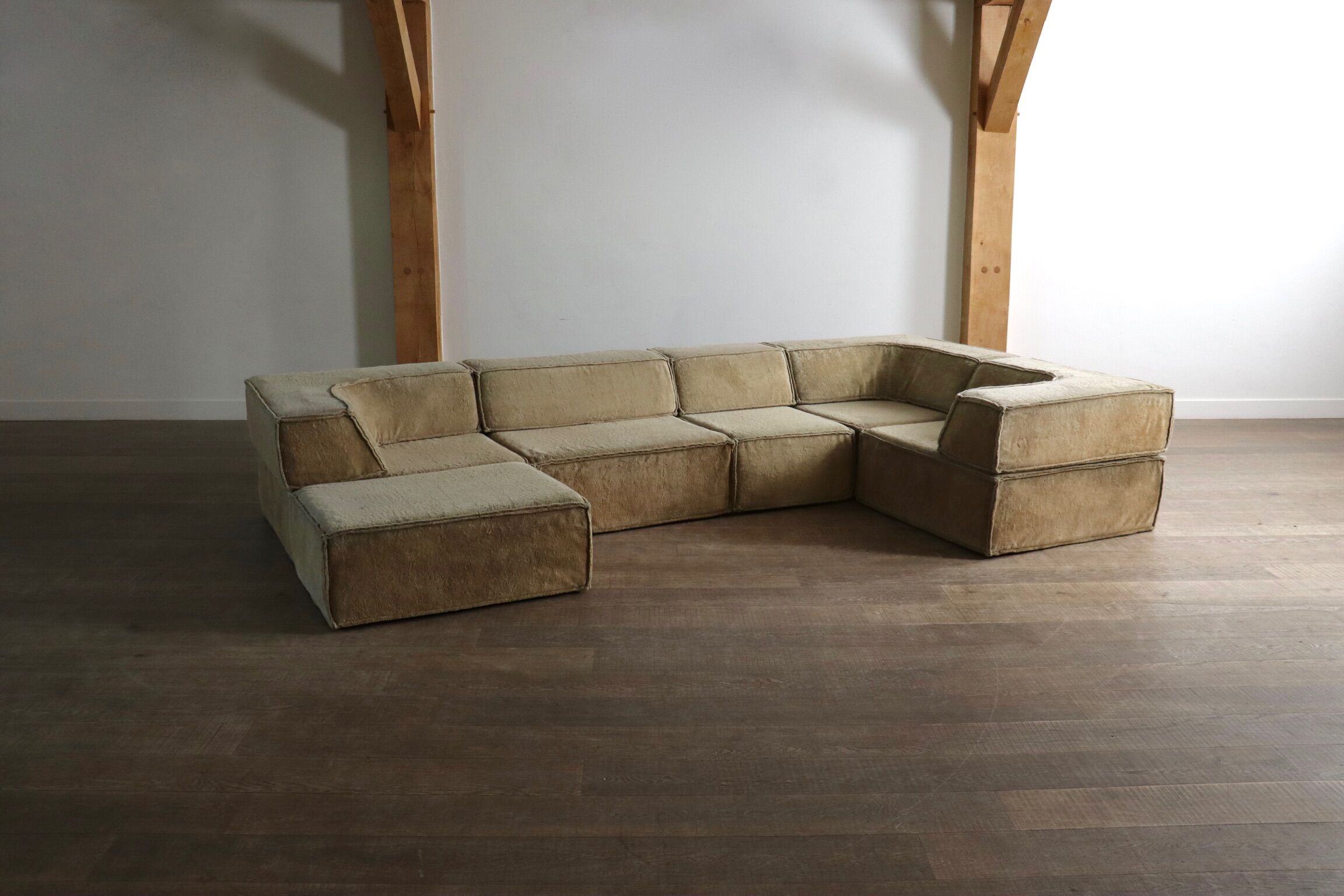 Canapé COR Trio en teddy beige par Team Form AG, années 1970.