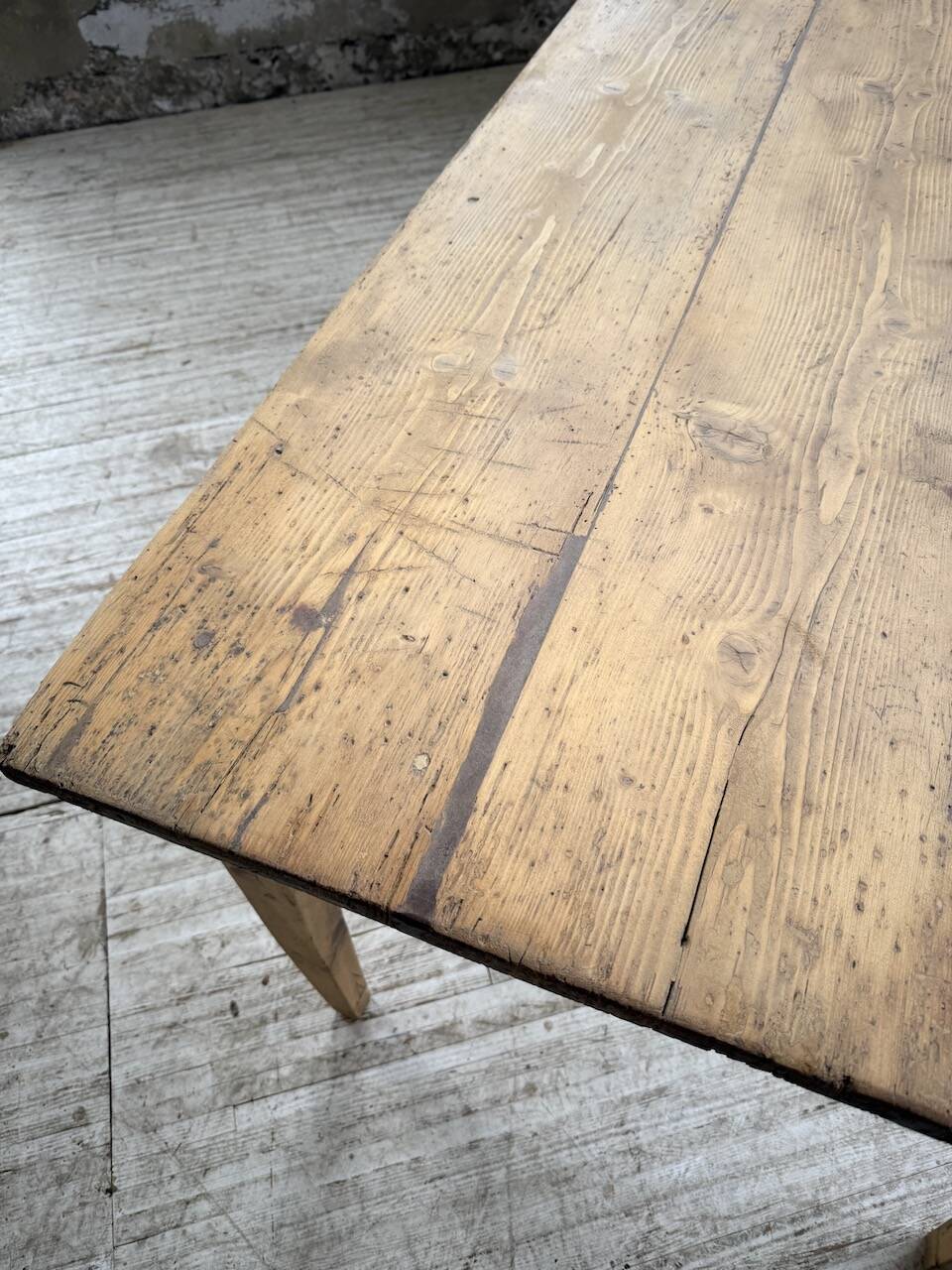 Pine and oak farmhouse table with multiple drawers, communal type, 240cm.