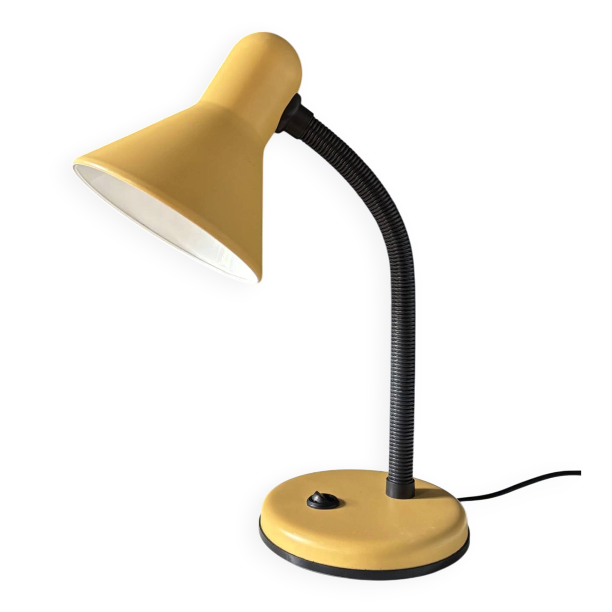 Vintage 1970s mustard yellow gooseneck desk lamp.