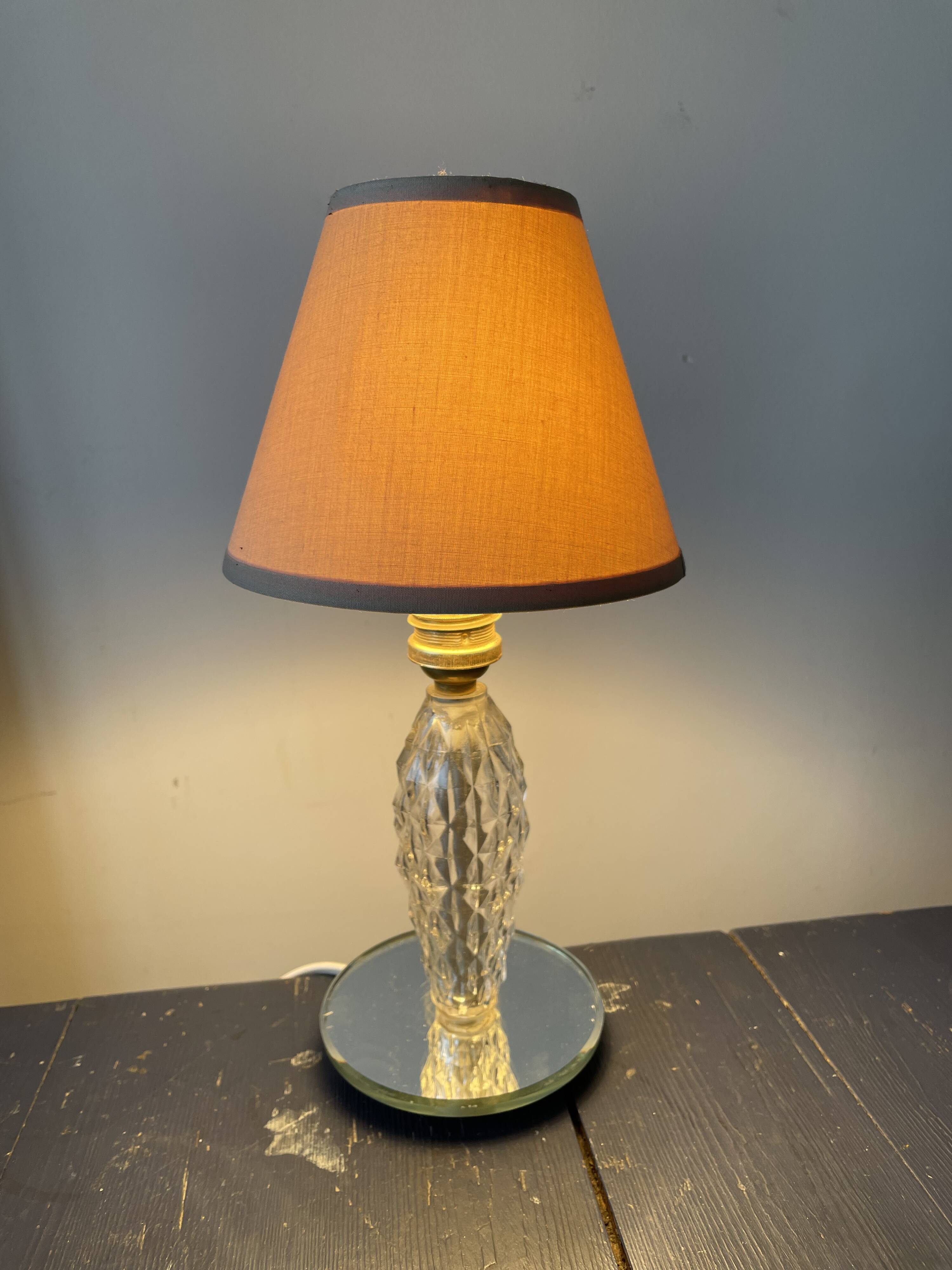 Old glass and mirror table lamp from the 1930s
