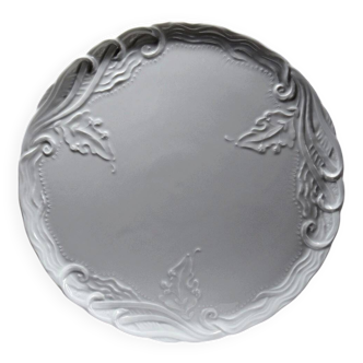 Grand plat à tarte vintage/ancien porcelaine fine de Limoges blanche