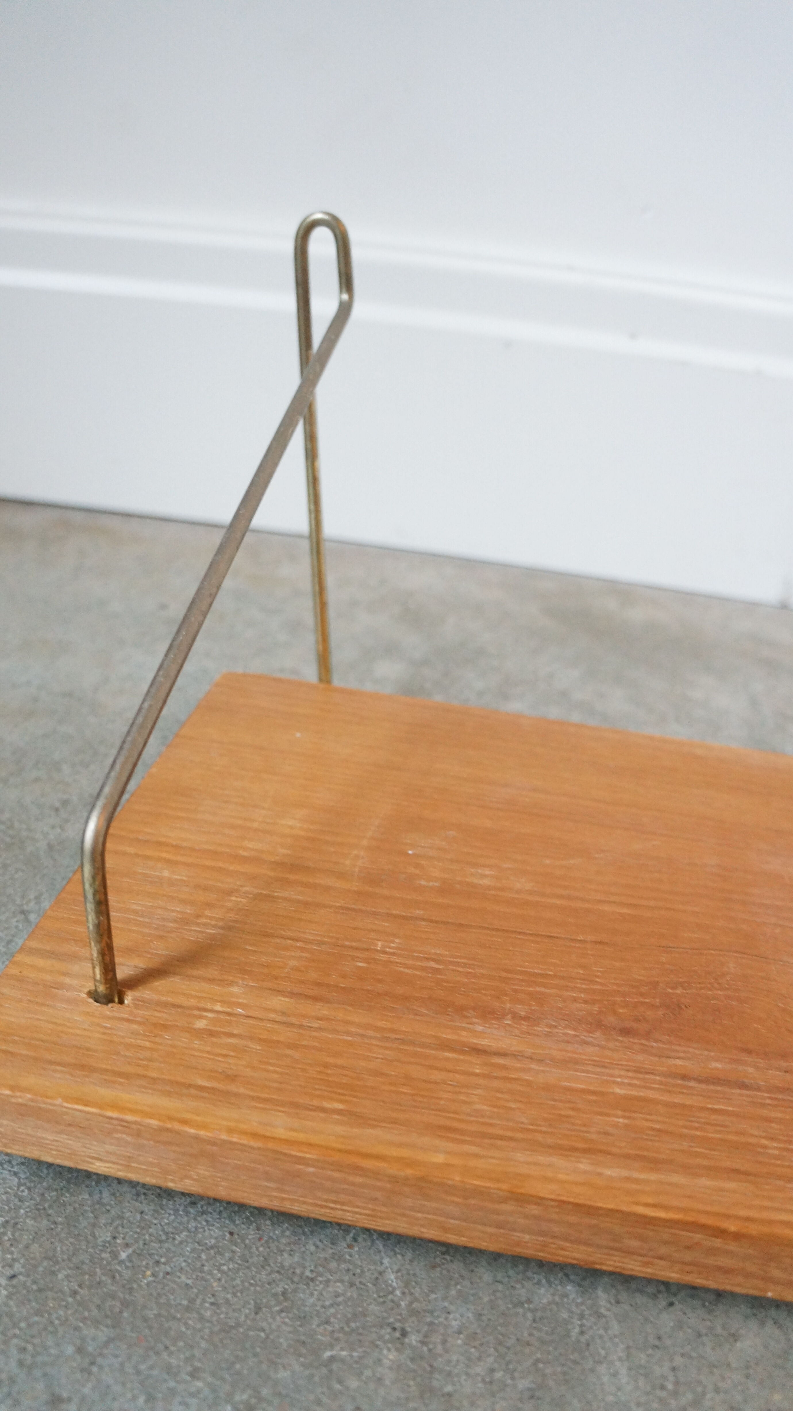 Vintage floating shelf teak brass brackets scandinavian