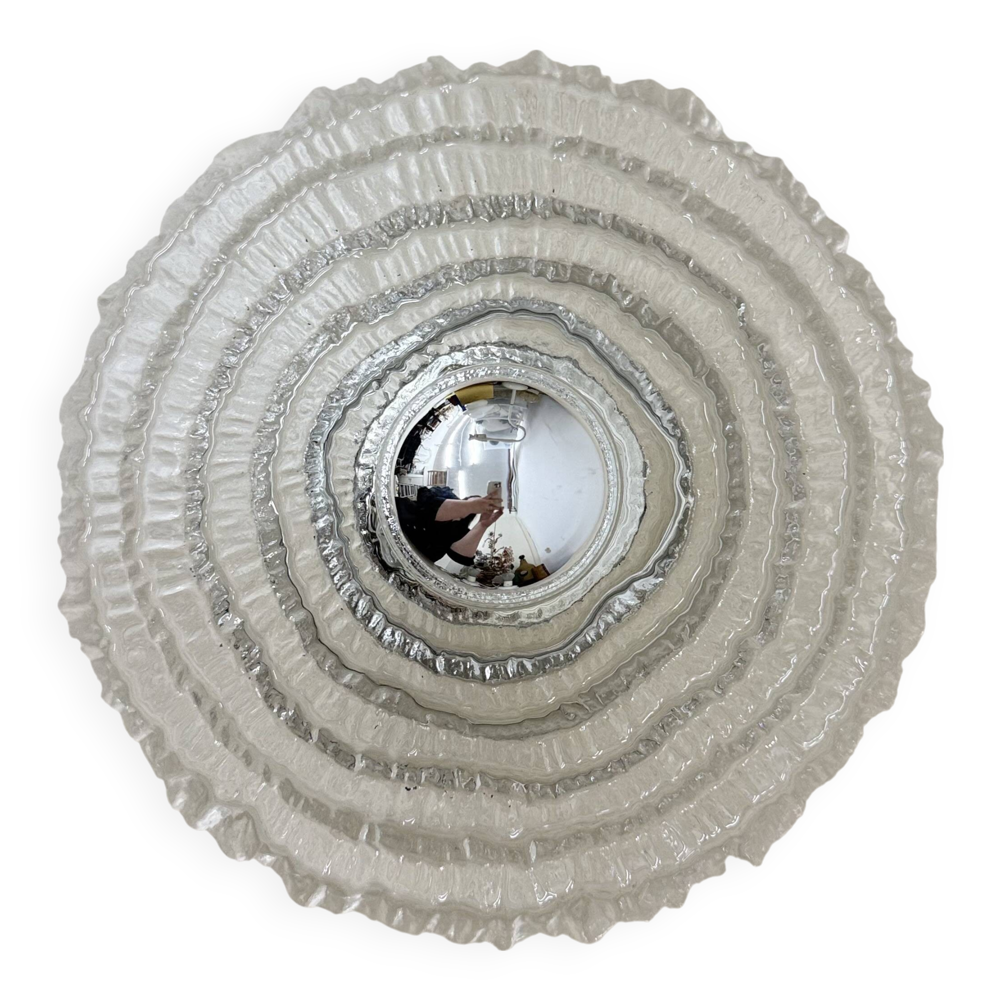 Thick Structured Ice Glass Wall Light Flush Mount by Peill & Putzler , 1970