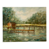 Huile sur toile paysage vintage