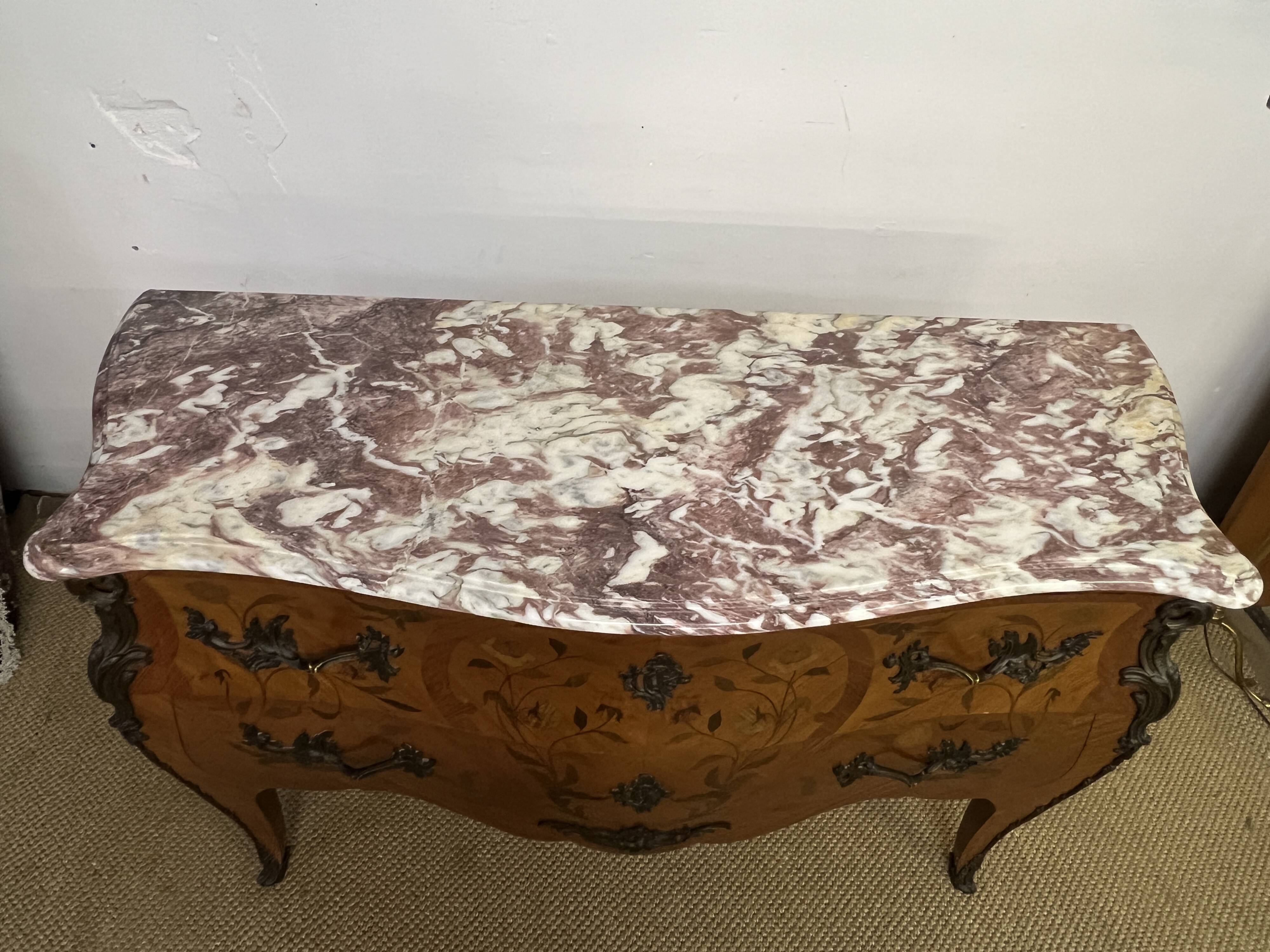 Louis XV style inlaid chest of drawers