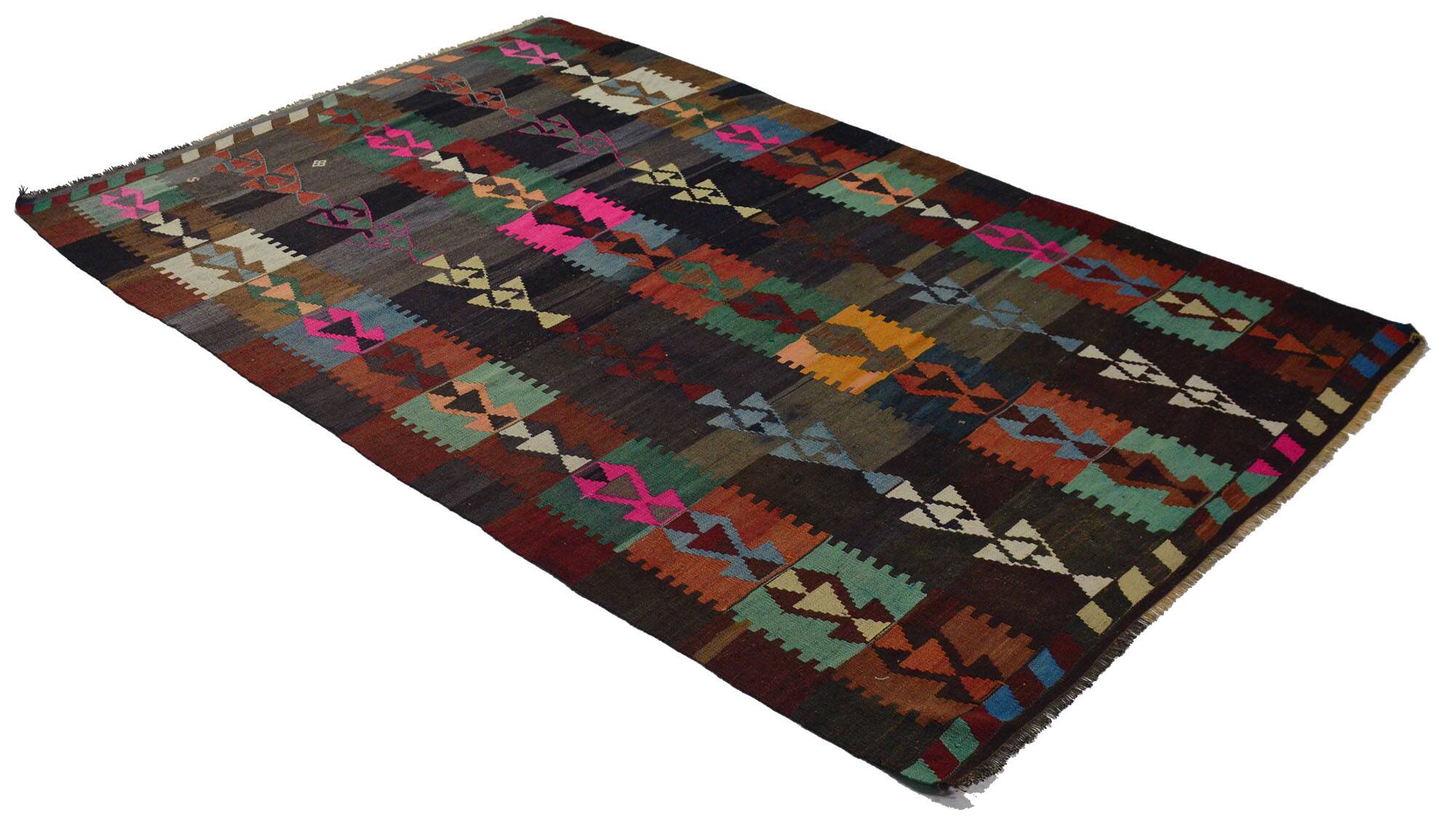 Turkish Anatolian Handmade Vintage Area Kilim Rug 286 cm x 188 cm