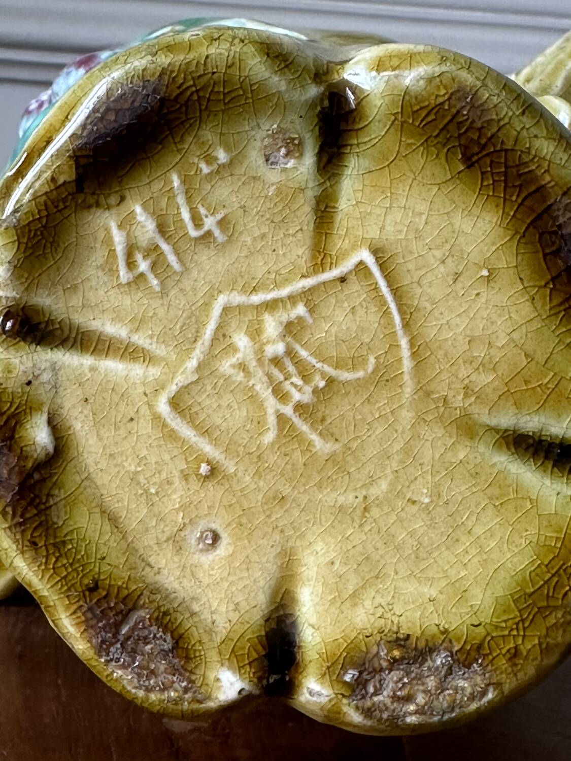 Art Nouveau vase in stamped slip