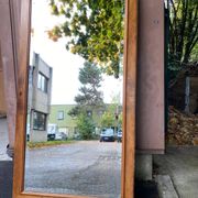 Louis XV beveled mirror in concave burr walnut 85x165cm