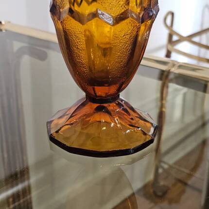 Vintage Art Deco amber glass vase - 1930s
