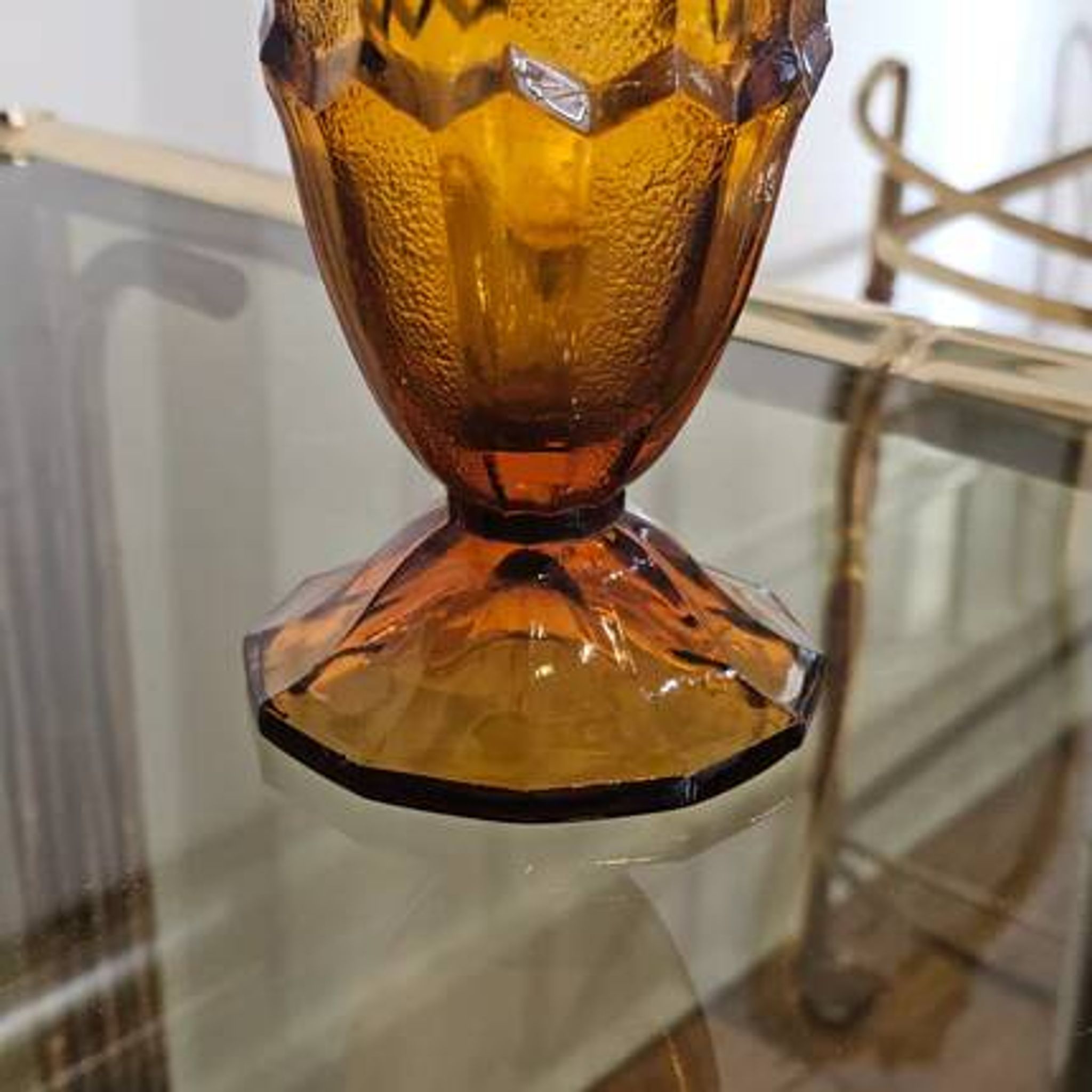 Vase vintage art déco en verre ambré - années 30