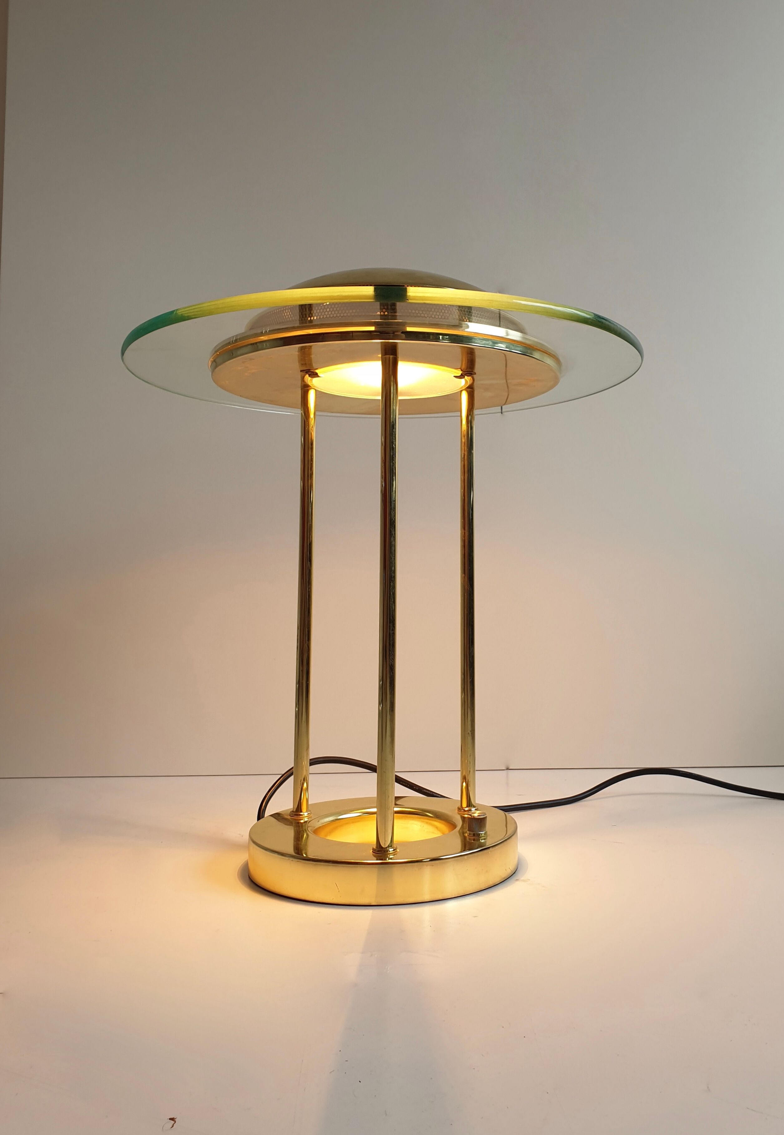 Vintage Brass 'Saturn' desk lamp by R. Sonneman for George Kovacs, c.1980