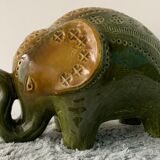 Green Rimini ceramic elephant, Aldo Londi for Bitossi, 1960