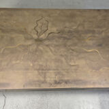 Vintage etched brass coffee table signed by Willy Daro, 1970s