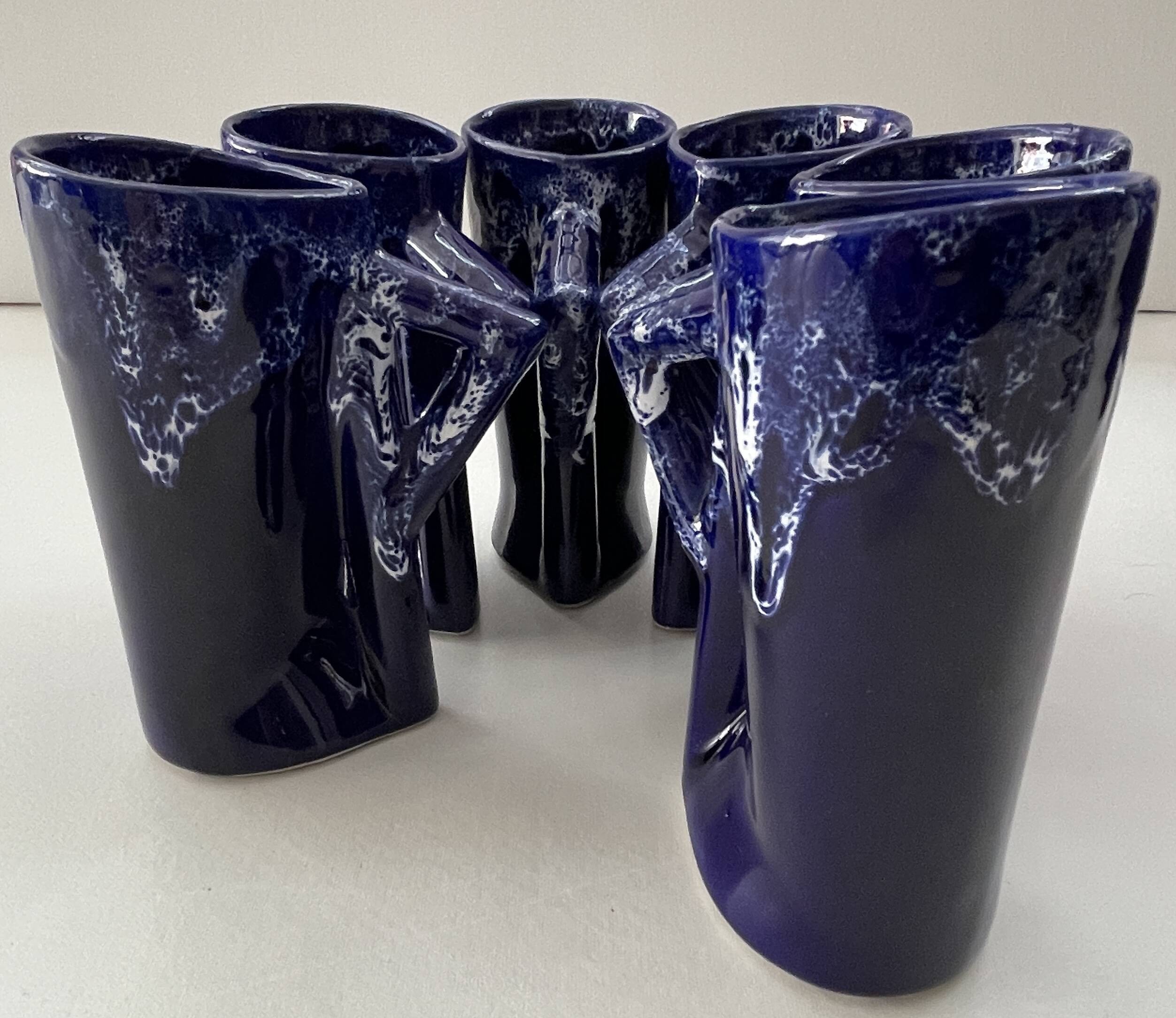 Ceramic orangeade service in ultramarine blue, workshop 59 - Vallauris -