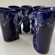 Ceramic orangeade service in ultramarine blue, workshop 59 - Vallauris -