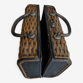 Panier rotin et cuir