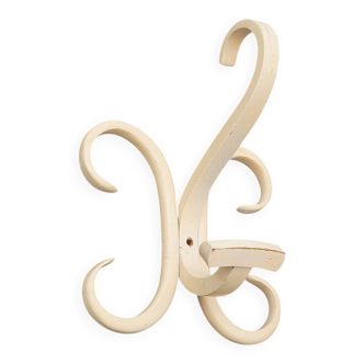 Curved white wooden coat hook, 1960s